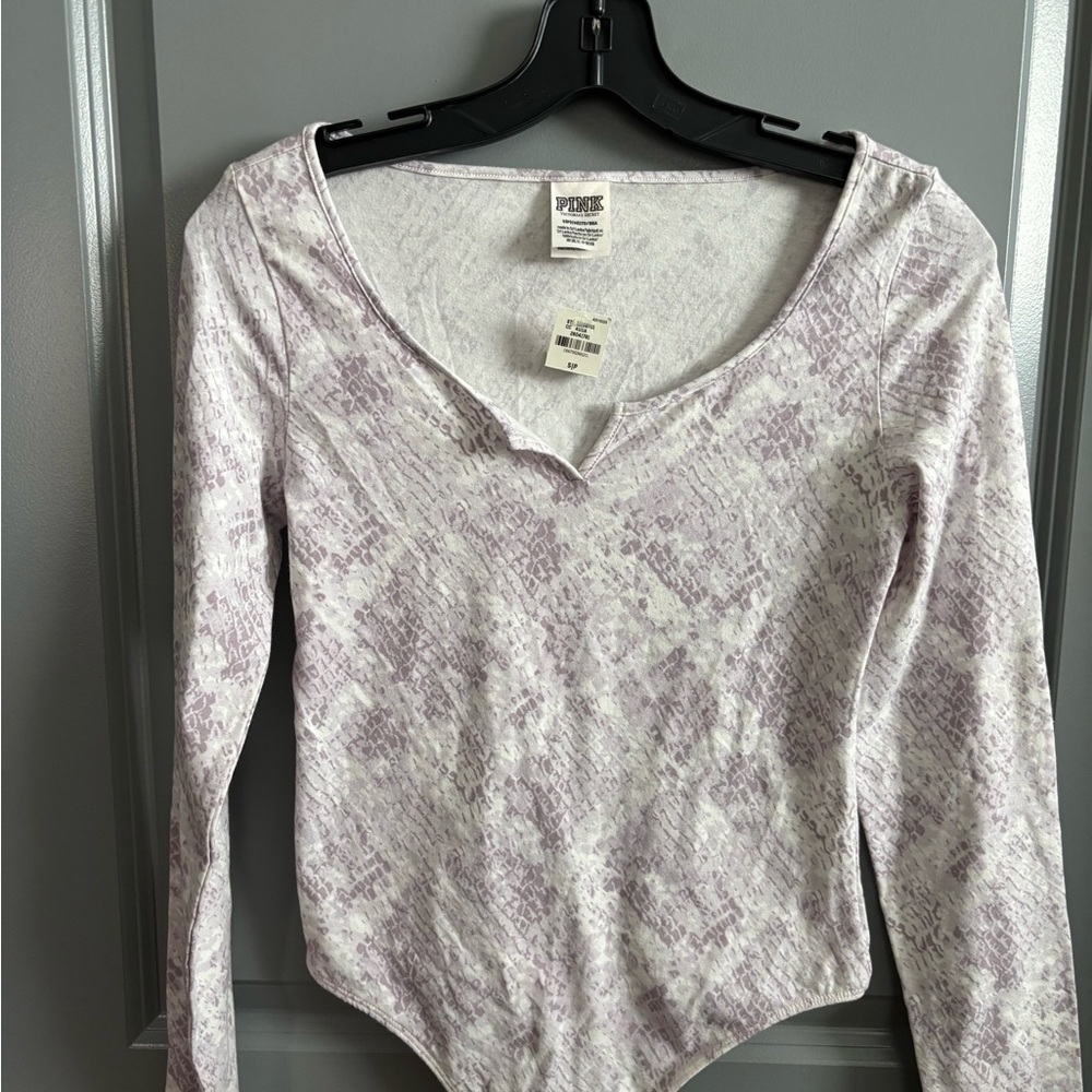 PINK Victoria's Secret Lavender Patterned Bodysuit